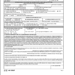 VA Memorial Plaque and Urn Order Form (VA40-1330UP)